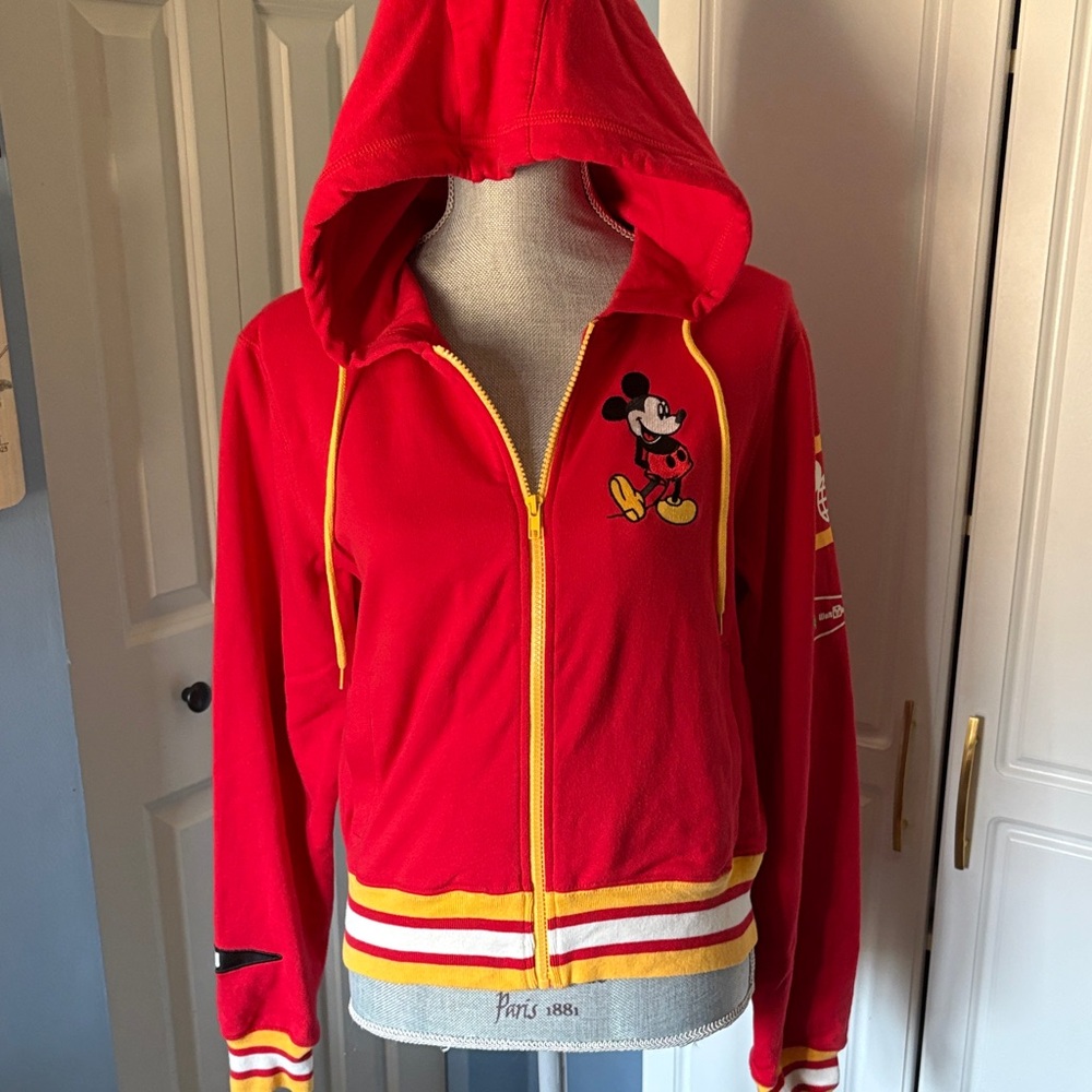 DISNEY Vault Collection 50 Disneyworld Mickey Mouse Zip Hoodie Jacket Sz L EUC